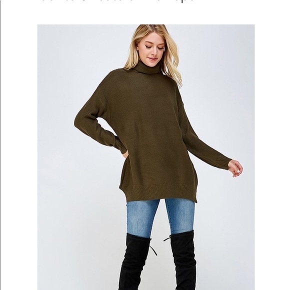 OLIVE turtleneck ribbed sweater - Picture 2 of 6